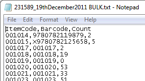 Stocktake Merge Text File Example