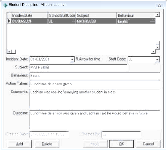 Student Discipline custom report
