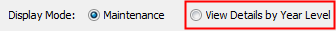 Student File Semester Maintenance - File Semester tab (display mode, view details by year level, cut down)