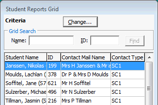 Student Reports Grid (cut down, top half)