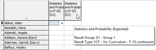 Student Results Maintenance (Expected result example)