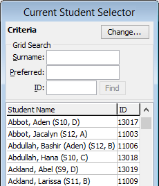 Current Student Selector