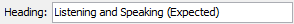 Subject Assessment Maintenance - Area tab - Area sub-tab (Heading field, expected)
