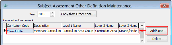 Subject Assessment Other Definition Maintenance (curriculum framework,loading example)