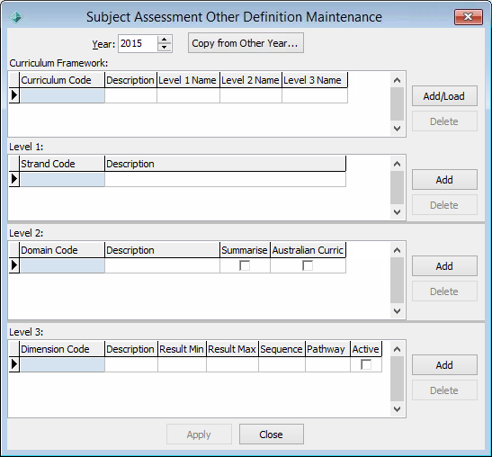 Subject Assessment Other Definition Maintenance (curriculum framework, unpopulated, cut down)
