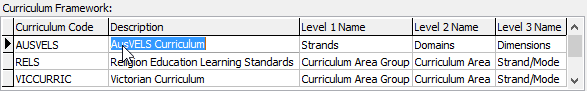 Subject Assessment Other Definition Maintenance window (Selecting Curriculum framework)