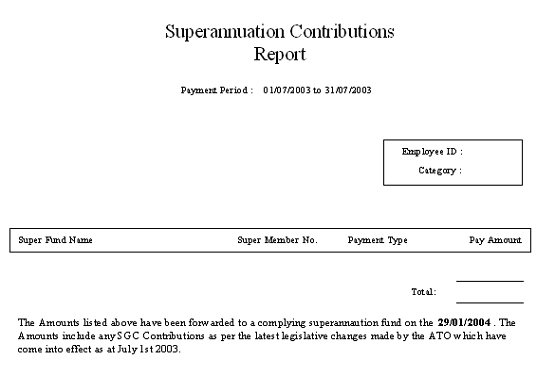 Superannuation Contributions report