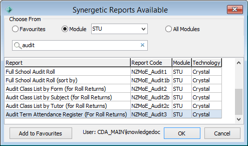 synergetic reports available - audit reports (audit3 selected).gif