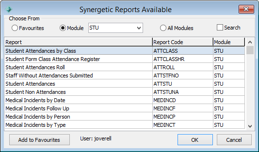 Synergetic Reports Available - current students