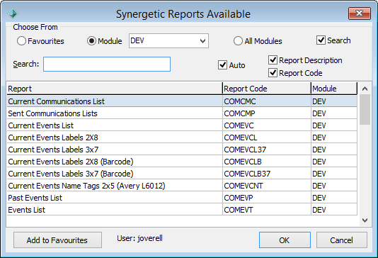 Synergetic Reports Available (Development)