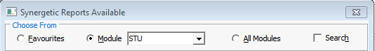 synergetic reports available - Search flag not selected