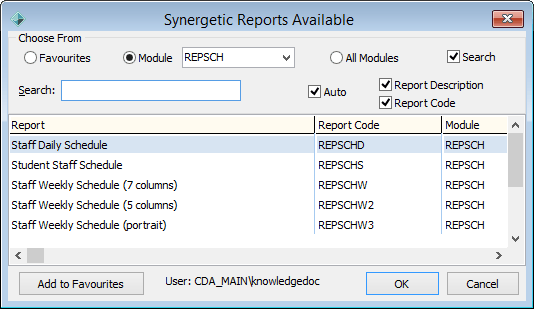 Synergetic Reports Available - Staff Scheduling Reports