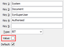 SynSuperUser Authorised configuration setting