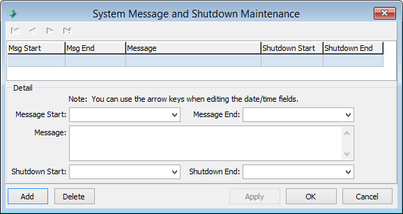 System Message and Shutdown Maintenance window