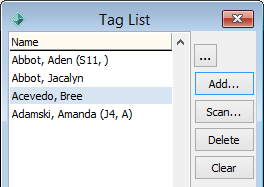Tag List window