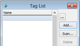 Tag List window (empty, top half only)