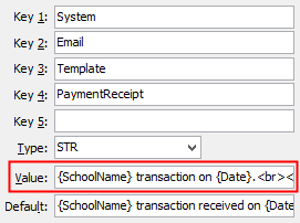 Template PaymentReceipt configuration setting