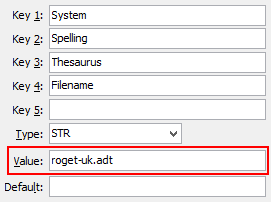 Thesauraus Filename configuration setting