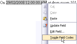 Toggle Field Codes