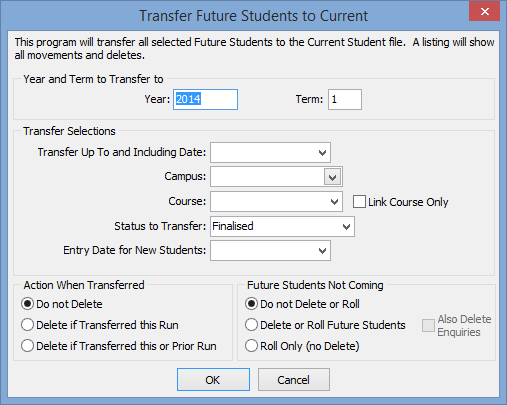 Transferring future students to current students