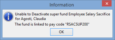 Unable to deactivate super fund message (Super Funds tab)