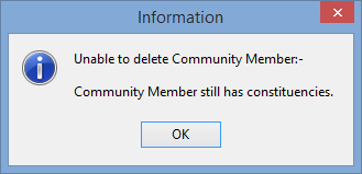 Unable to Delete Community Member window