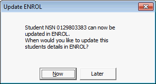 Update ENROL window