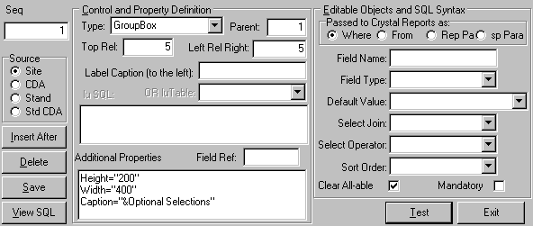 User Form Designer (cut down, optional selections group box)