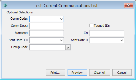 Test: Past Student Contact List window