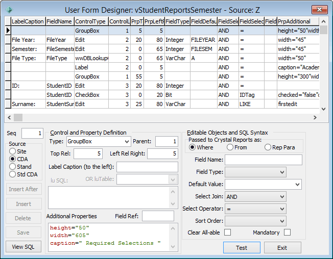 User Form Designer window