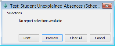 User Report Form Editor (test report with no selection criteria)