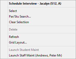 PTI drop-down menu